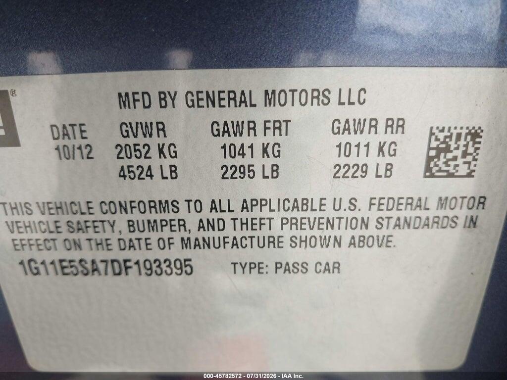 1G11E5SA7DF193395 2013 CHEVROLET MALIBU photo no. 9