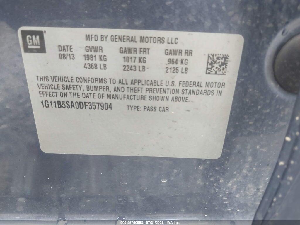 1G11B5SA0DF357904 2013 CHEVROLET MALIBU photo no. 9