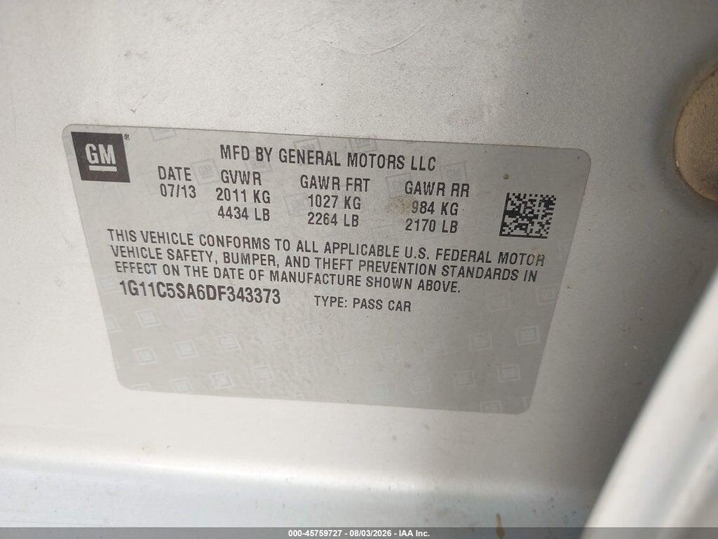 1G11C5SA6DF343373 2013 CHEVROLET MALIBU photo no. 9