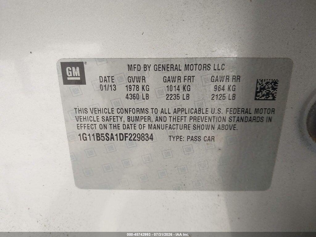 1G11B5SA1DF229834 2013 CHEVROLET MALIBU photo no. 9