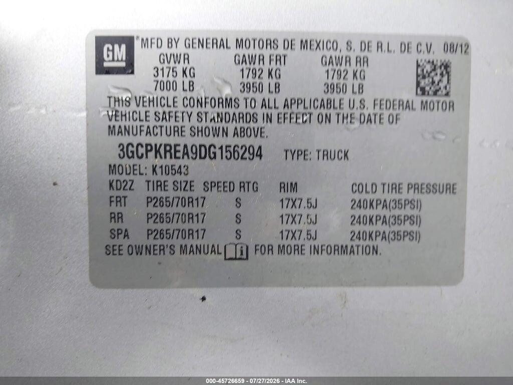 3GCPKREA9DG156294 2013 CHEVROLET SILVERADO 1500 photo no. 9