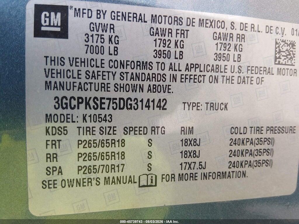 3GCPKSE75DG314142 2013 CHEVROLET SILVERADO 1500 photo no. 9