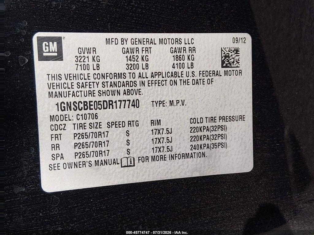 1GNSCBE05DR177740 2013 CHEVROLET TAHOE photo no. 9