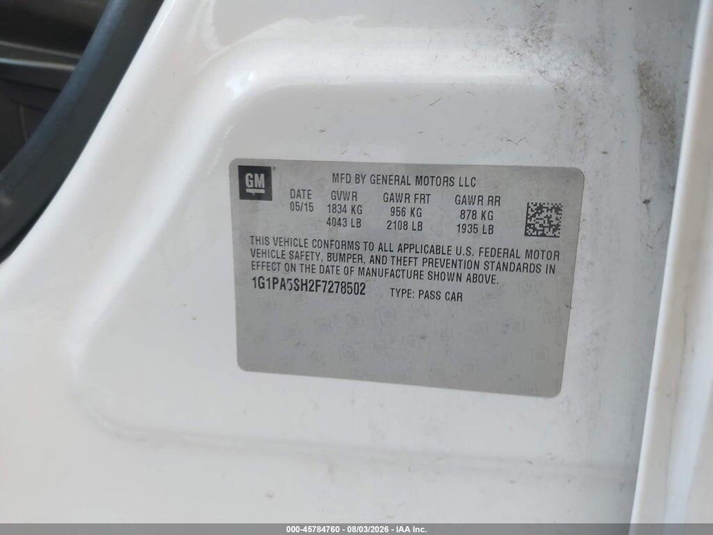 1G1PA5SH2F7278502 2015 CHEVROLET CRUZE photo no. 9