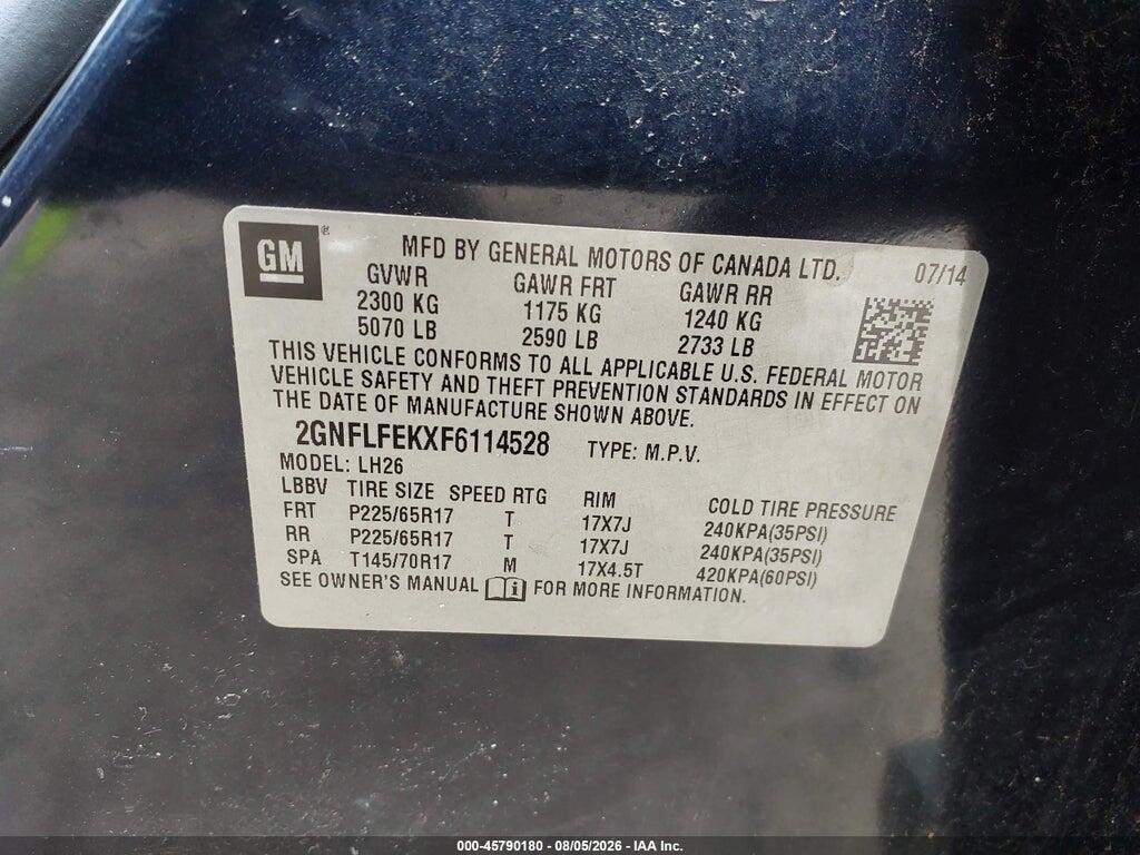2GNFLFEKXF6114528 2015 CHEVROLET EQUINOX photo no. 9