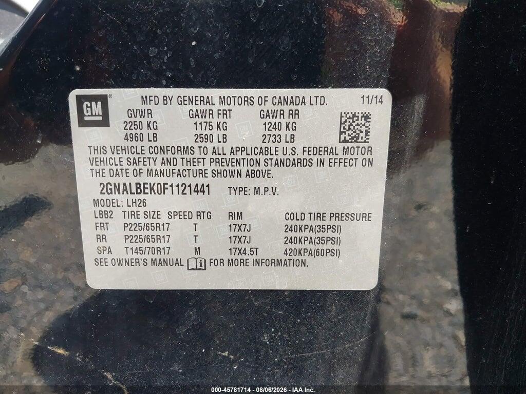 2GNALBEK0F1121441 2015 CHEVROLET EQUINOX photo no. 9