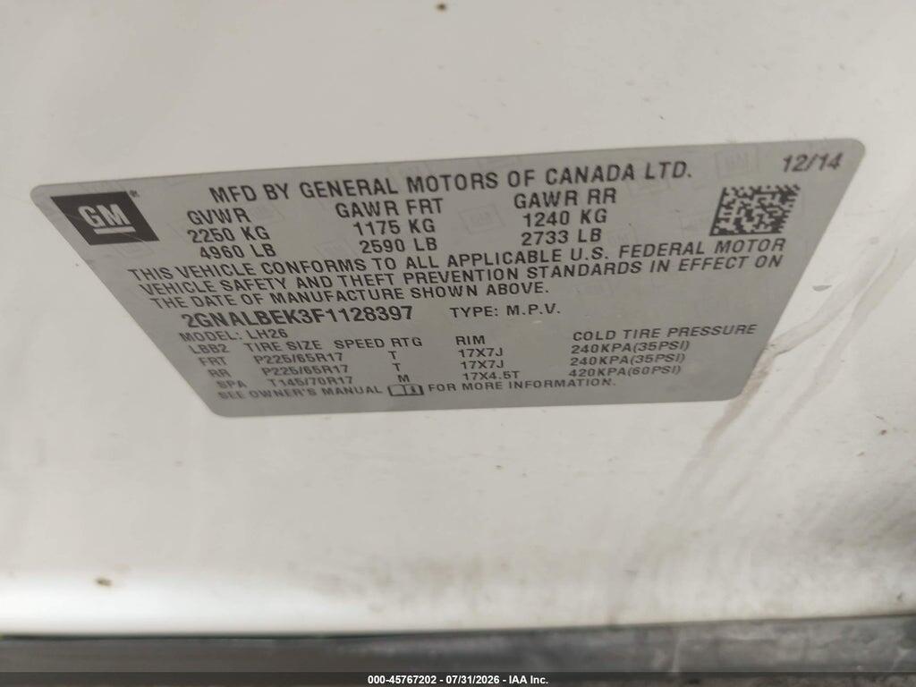 2GNALBEK3F1128397 2015 CHEVROLET EQUINOX photo no. 9