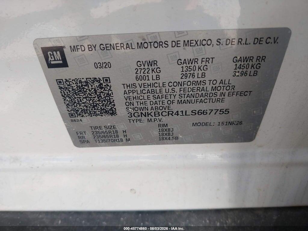 3GNKBCR41LS667755 2020 CHEVROLET BLAZER photo no. 9