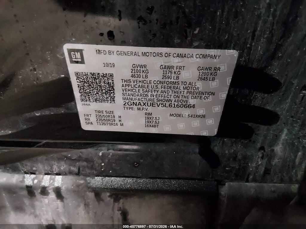 2GNAXUEV5L6160664 2020 CHEVROLET EQUINOX photo no. 9