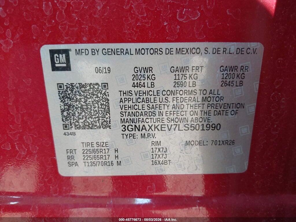 3GNAXKEV7LS501990 2020 CHEVROLET EQUINOX photo no. 9