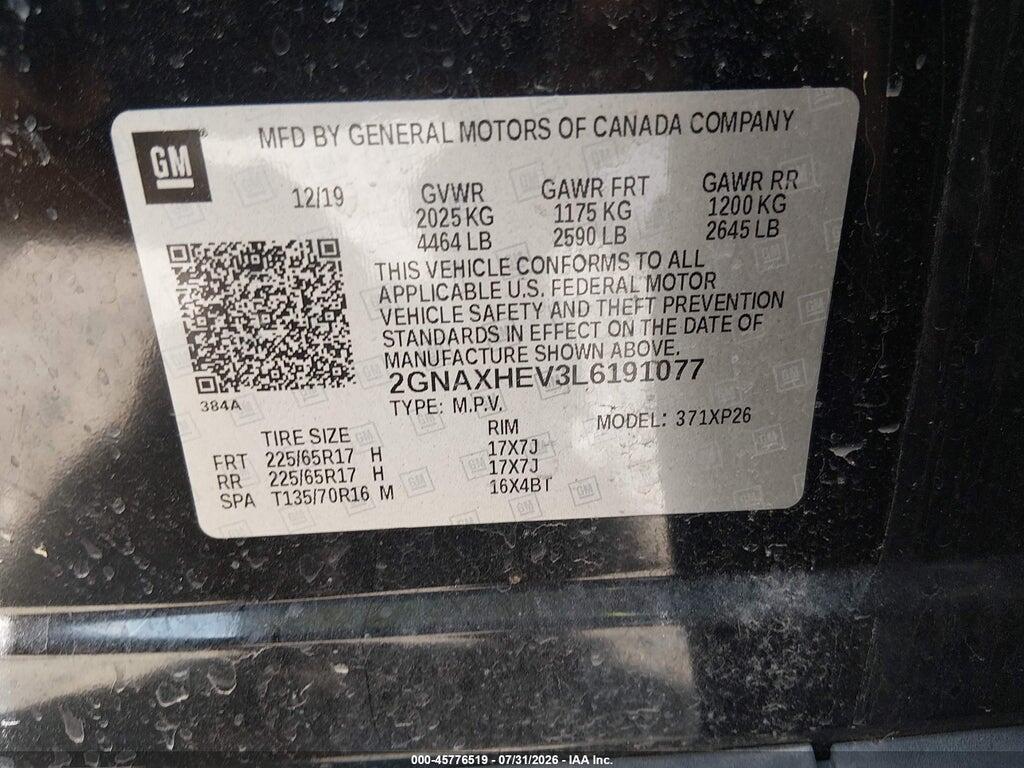 2GNAXHEV3L6191077 2020 CHEVROLET EQUINOX photo no. 9