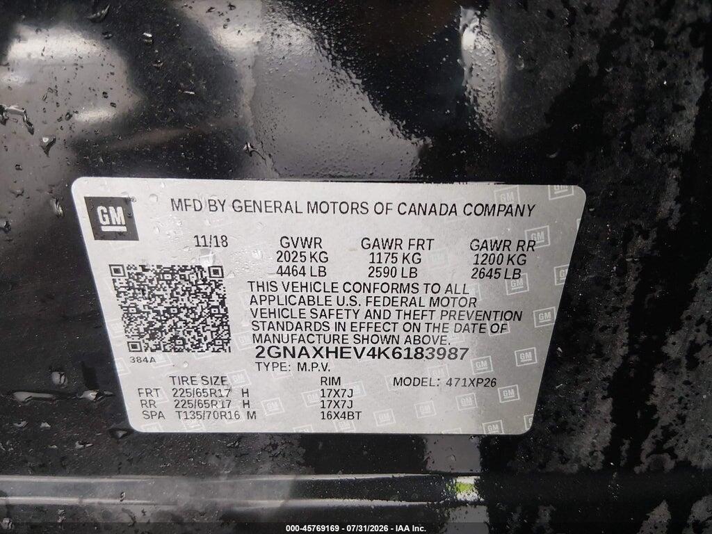 2GNAXHEV4K6183987 2019 CHEVROLET EQUINOX photo no. 9