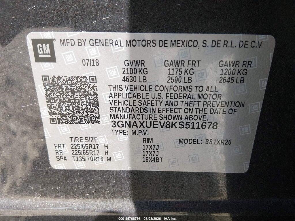 3GNAXUEV8KS511678 2019 CHEVROLET EQUINOX photo no. 9