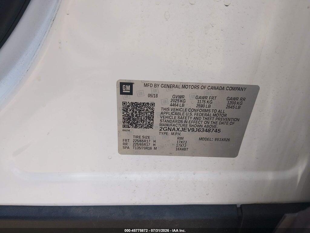 2GNAXJEV9J6348745 2018 CHEVROLET EQUINOX photo no. 9
