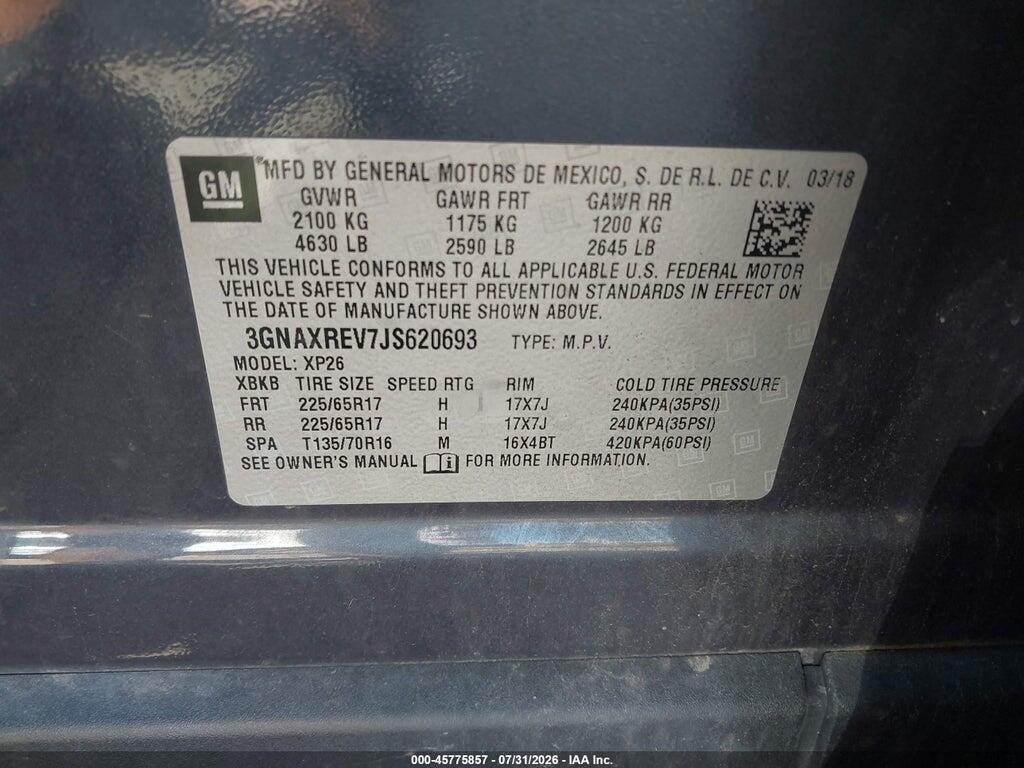 3GNAXREV7JS620693 2018 CHEVROLET EQUINOX photo no. 9