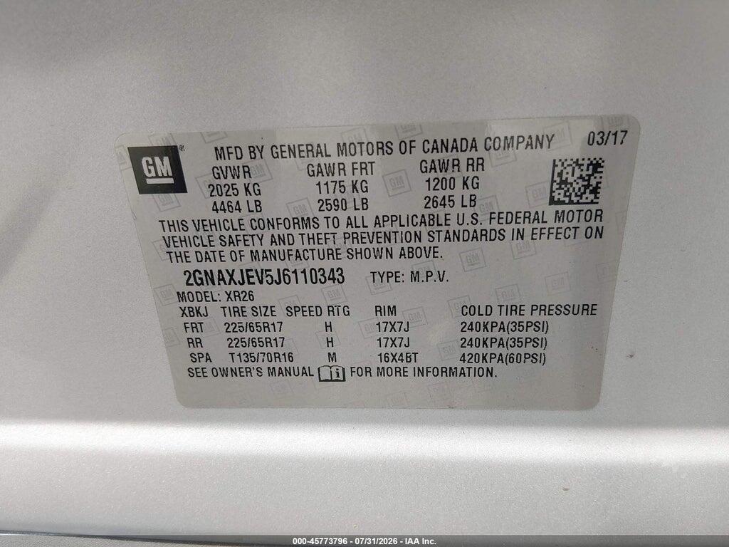 2GNAXJEV5J6110343 2018 CHEVROLET EQUINOX photo no. 9