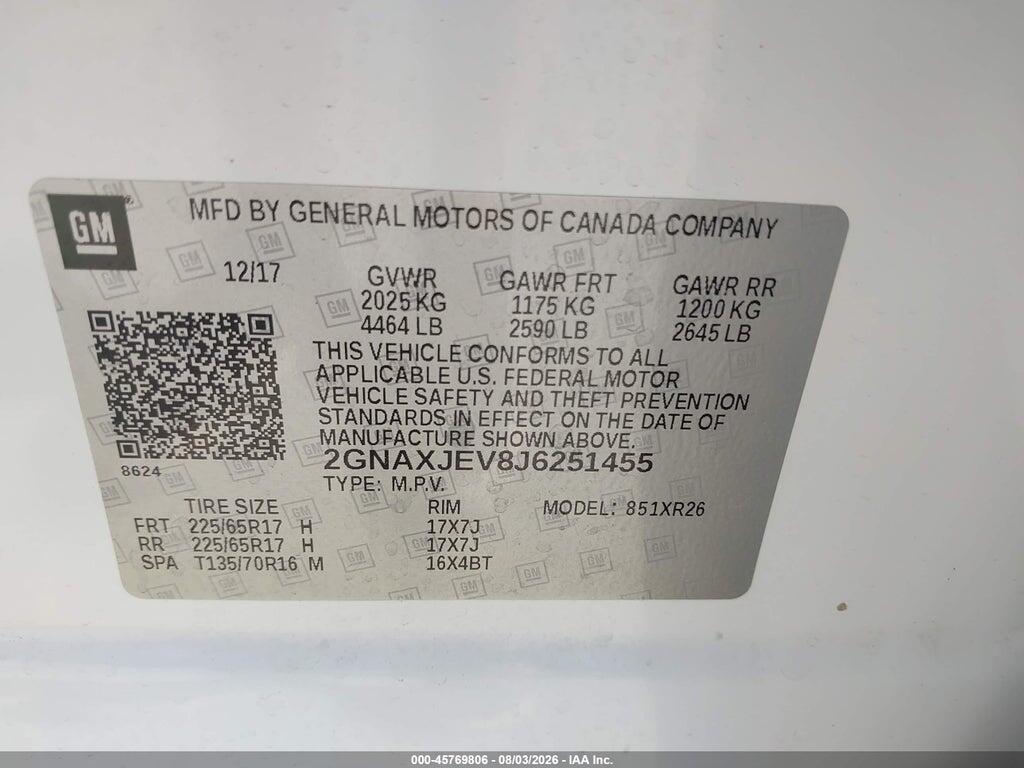 2GNAXJEV8J6251455 2018 CHEVROLET EQUINOX photo no. 9