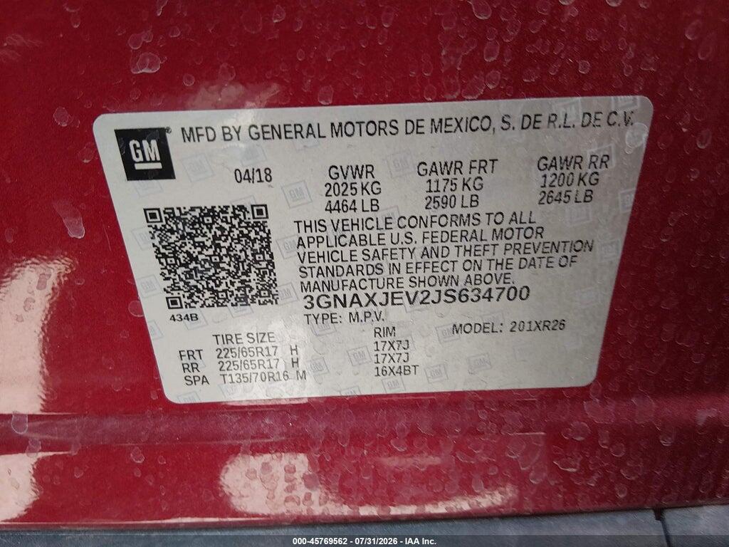 3GNAXJEV2JS634700 2018 CHEVROLET EQUINOX photo no. 9