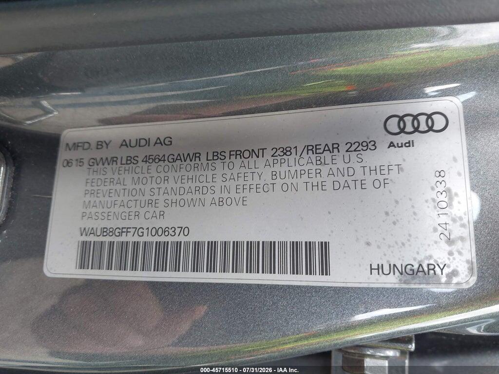 WAUB8GFF7G1006370 2016 AUDI A3 photo no. 9