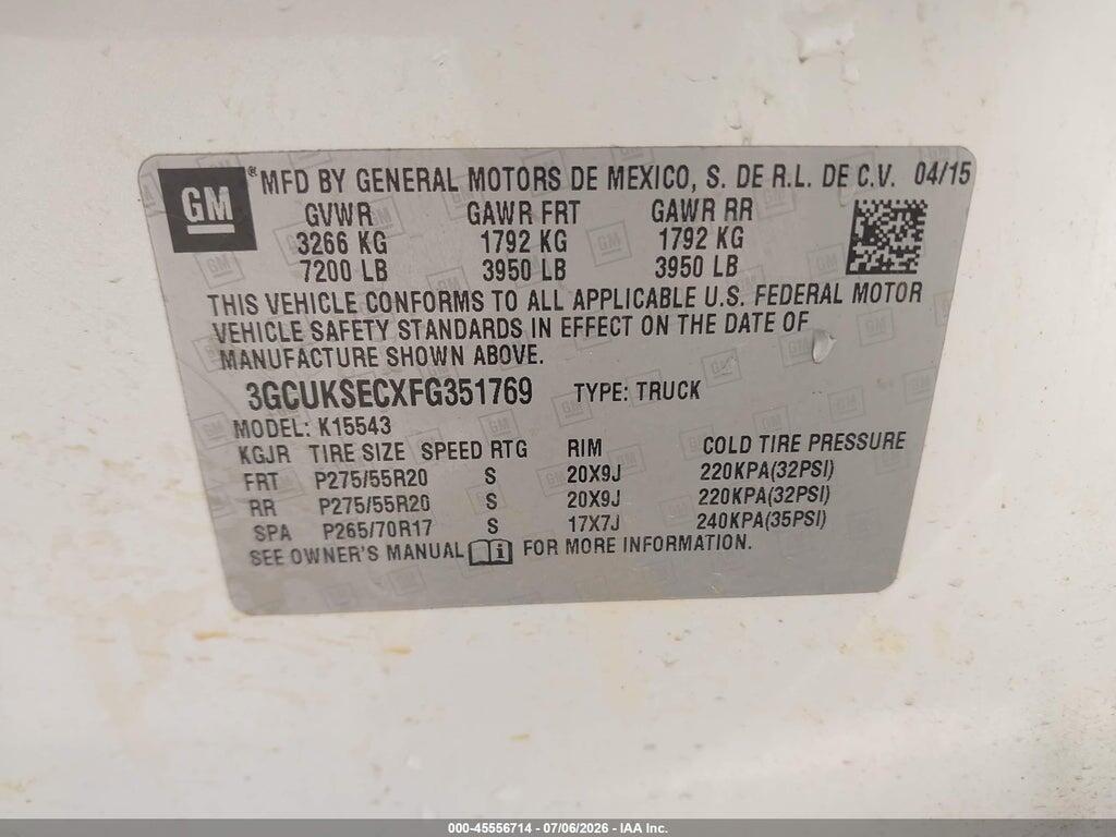 3GCUKSECXFG351769 2015 CHEVROLET SILVERADO 1500 photo no. 9