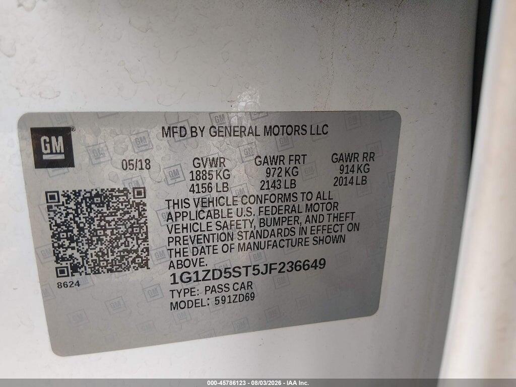 1G1ZD5ST5JF236649 2018 CHEVROLET MALIBU photo no. 9