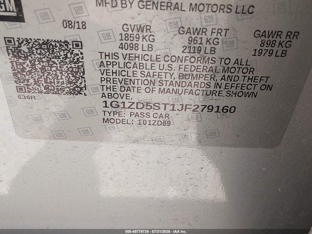 1G1ZD5ST1JF279160 2018 CHEVROLET MALIBU photo no. 9