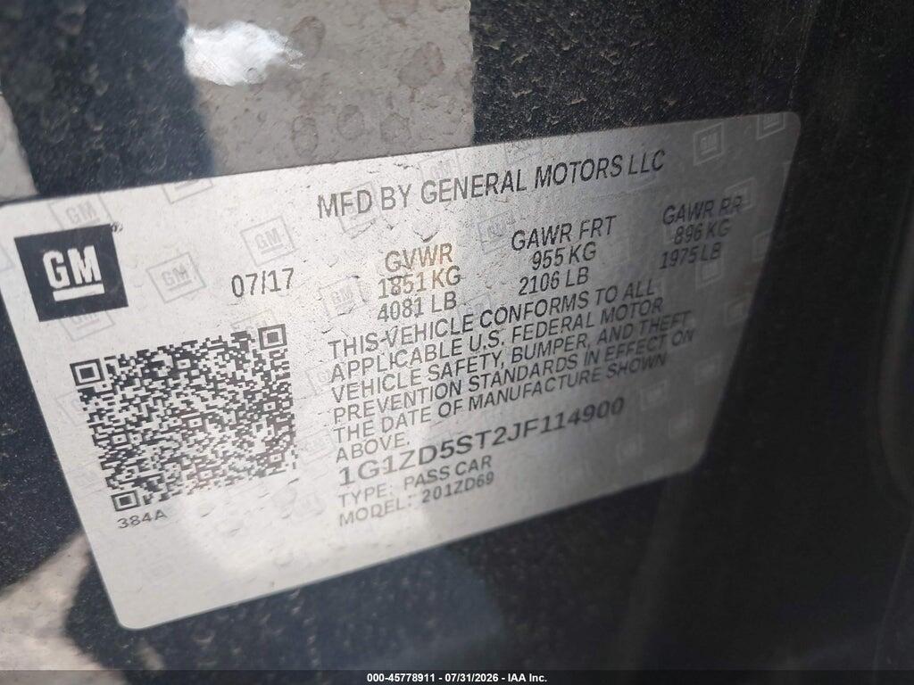 1G1ZD5ST2JF114900 2018 CHEVROLET MALIBU photo no. 9
