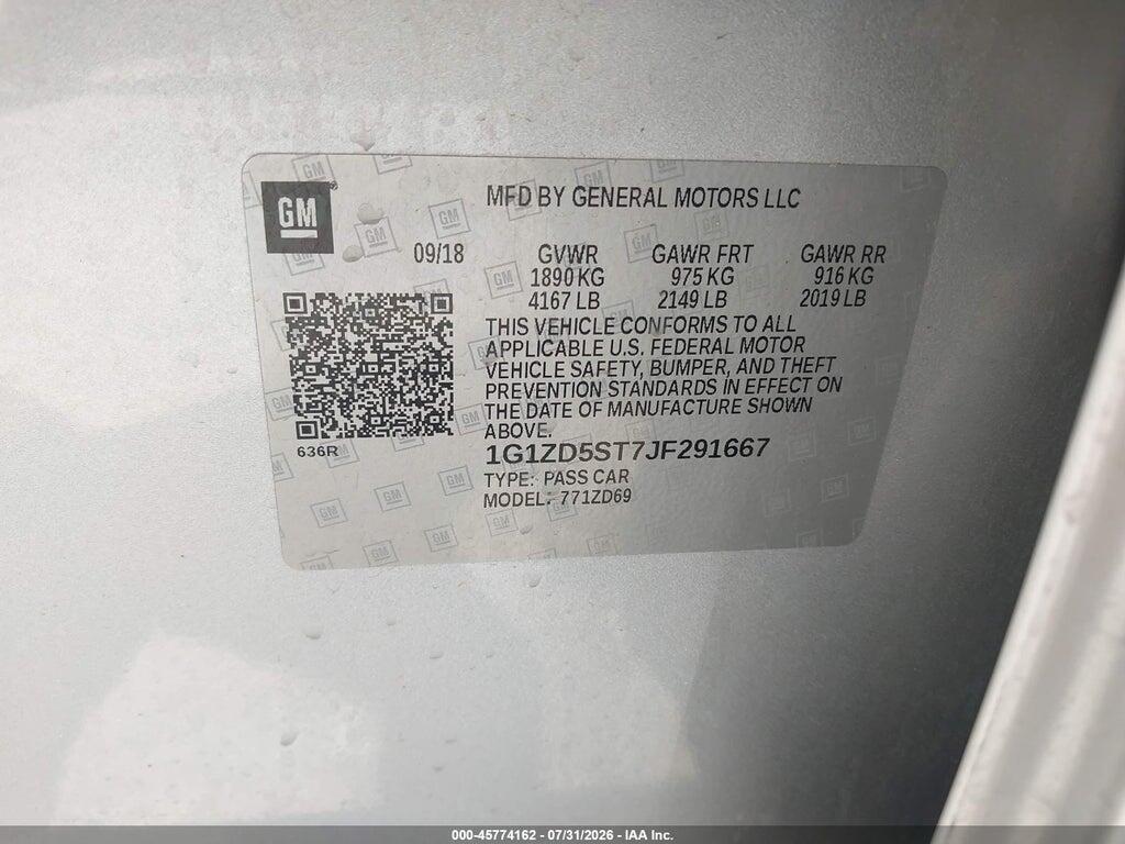 1G1ZD5ST7JF291667 2018 CHEVROLET MALIBU photo no. 9