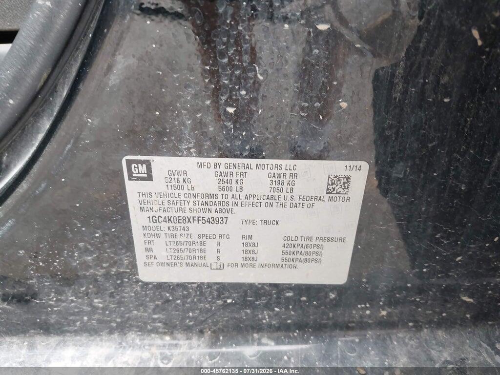 1GC4K0E8XFF543937 2015 CHEVROLET SILVERADO 3500HD BUILT AFTER AUG 14 photo no. 9