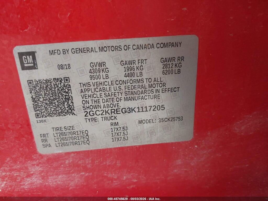 2GC2KREG3K1117205 2019 CHEVROLET SILVERADO 2500HD photo no. 9