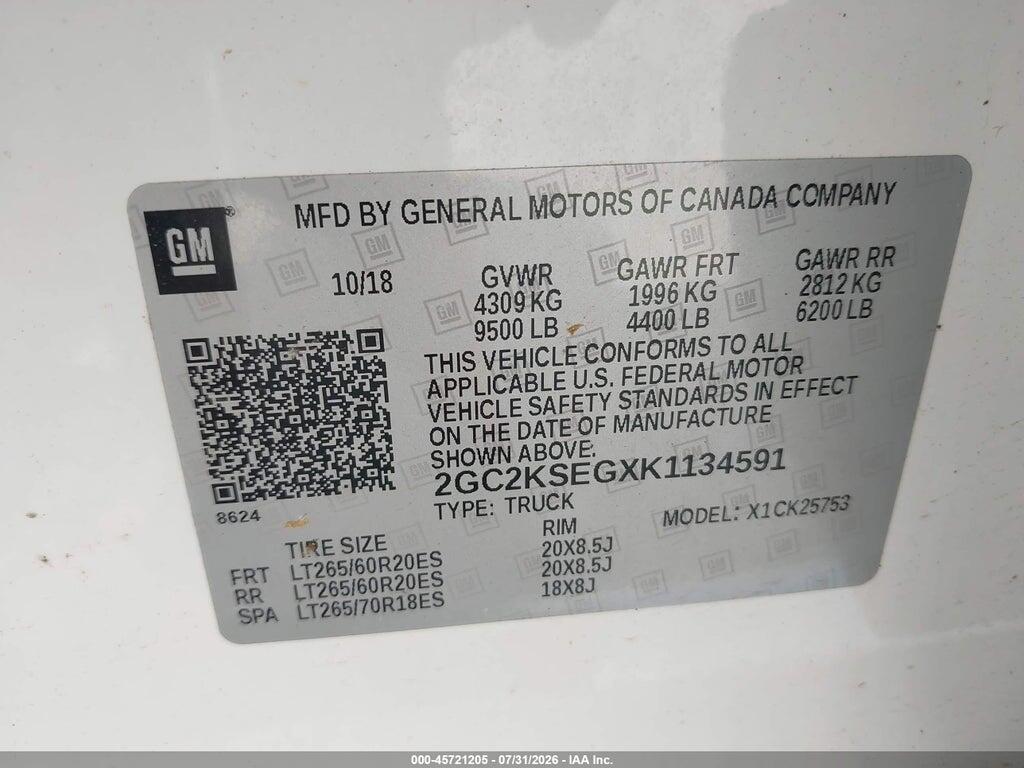 2GC2KSEGXK1134591 2019 CHEVROLET SILVERADO 2500HD photo no. 9