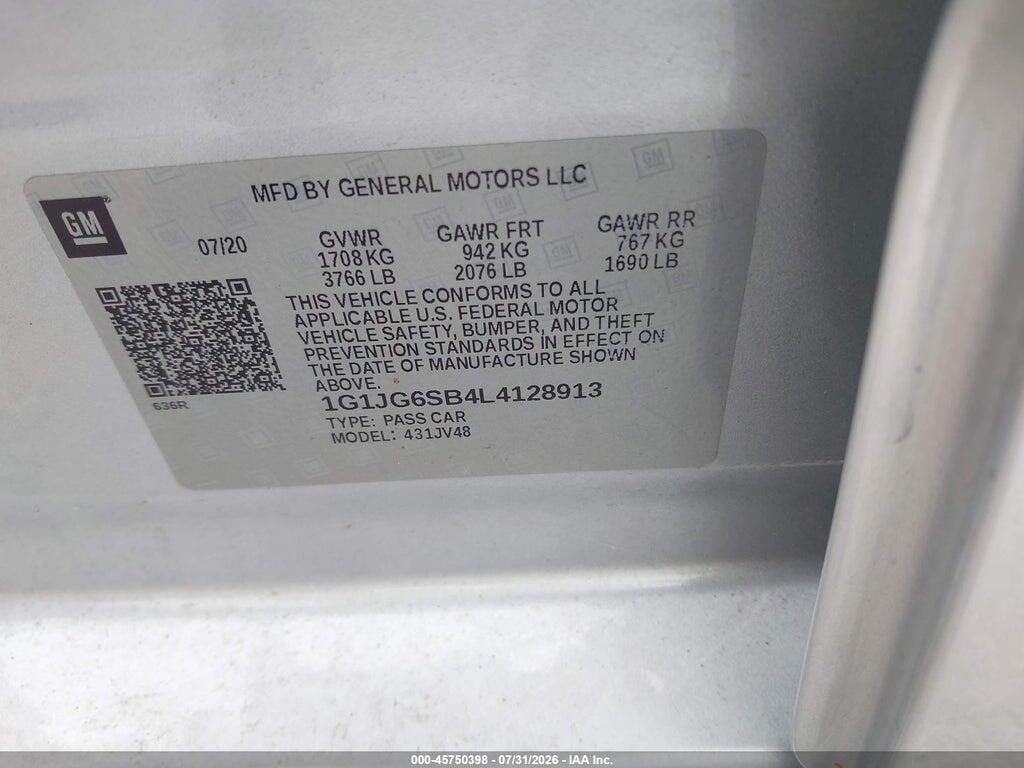 1G1JG6SB4L4128913 2020 CHEVROLET SONIC photo no. 9