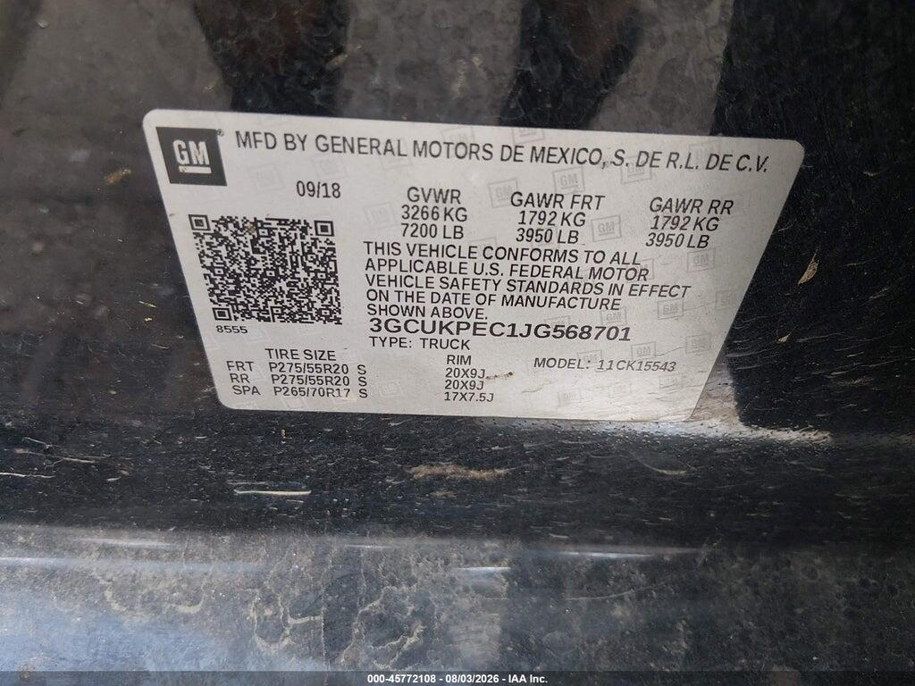 3GCUKPEC1JG568701 2018 CHEVROLET SILVERADO 1500 photo no. 9