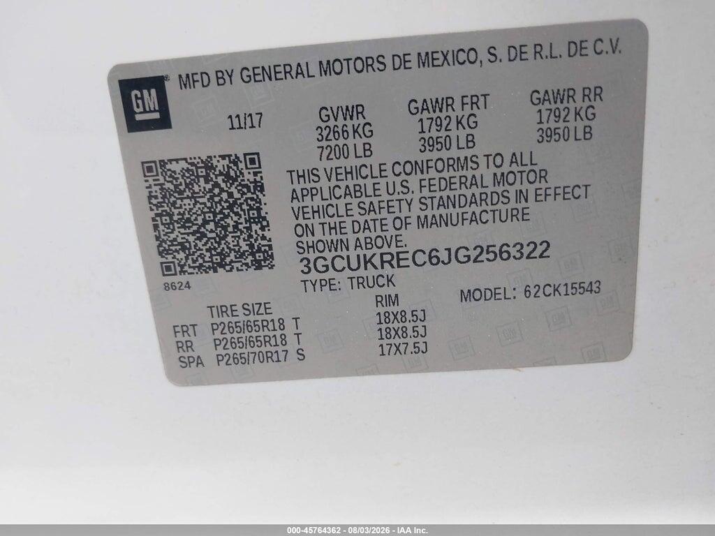 3GCUKREC6JG256322 2018 CHEVROLET SILVERADO 1500 photo no. 9