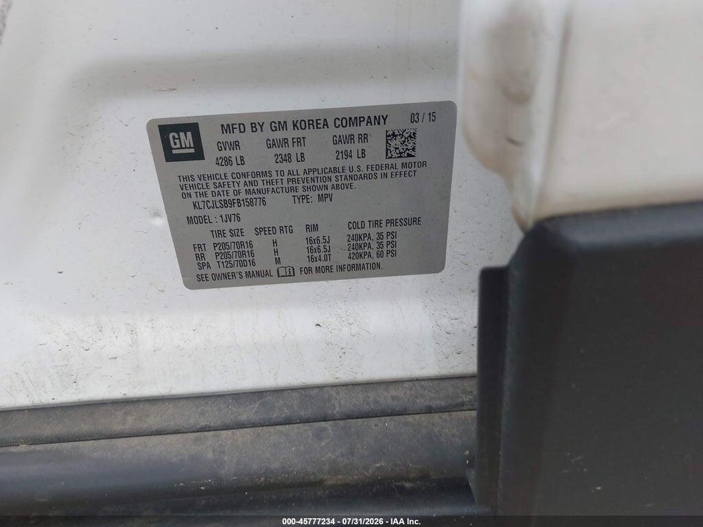 KL7CJLSB9FB158776 2015 CHEVROLET TRAX photo no. 9