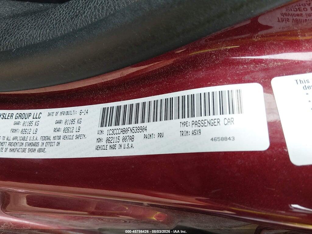 1C3CCCAB0FN539904 2015 CHRYSLER 200 photo no. 9