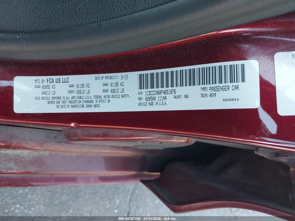 1C3CCCAB0FN651876 2015 CHRYSLER 200 photo no. 9
