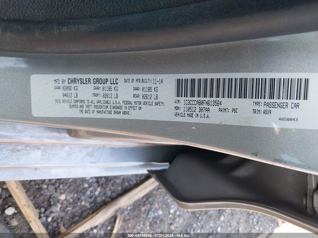 1C3CCCAB0FN613564 2015 CHRYSLER 200 photo no. 9