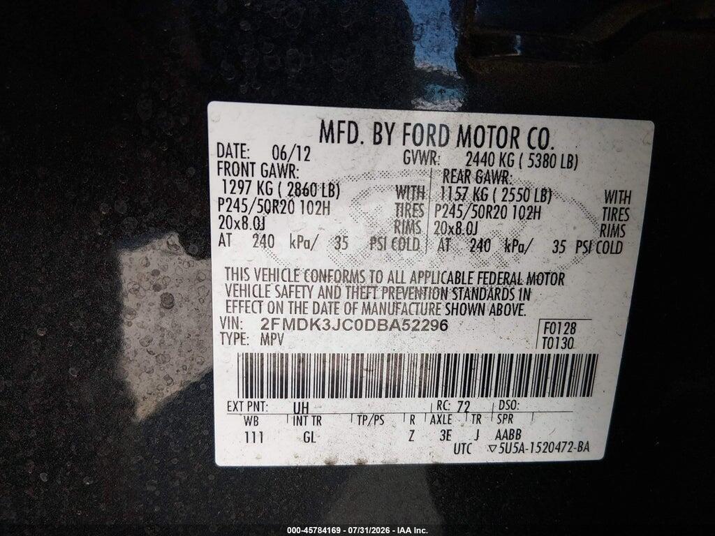2FMDK3JC0DBA52296 2013 FORD EDGE photo no. 9