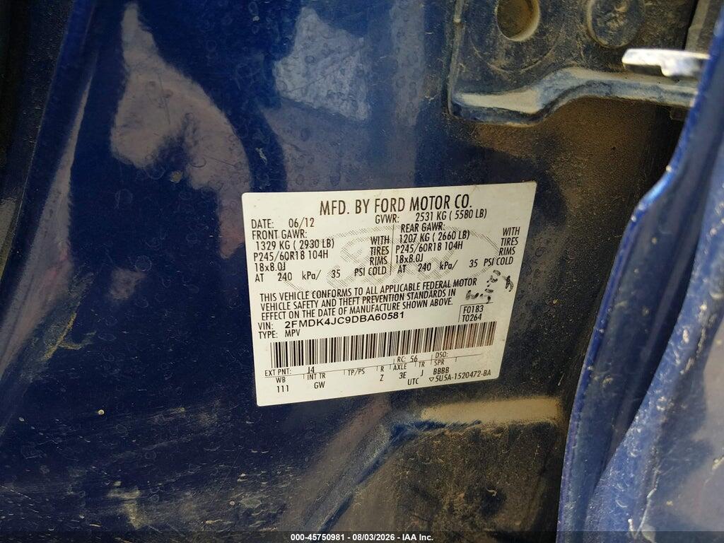 2FMDK4JC9DBA60581 2013 FORD EDGE photo no. 9
