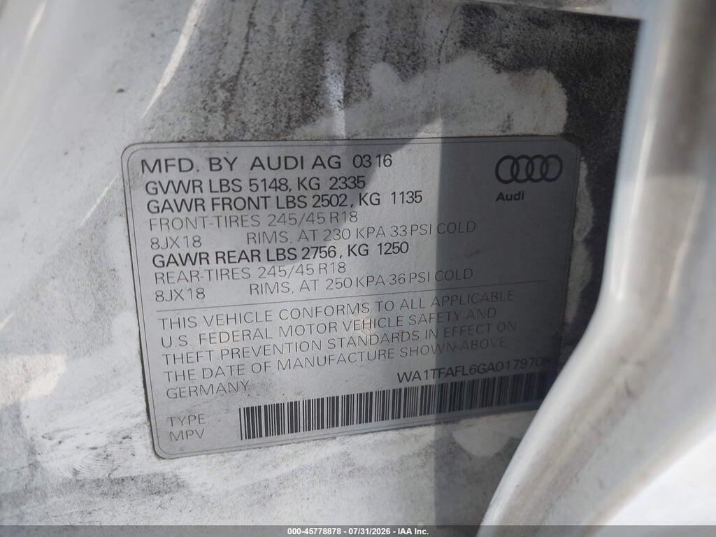 WA1TFAFL6GA017970 2016 AUDI ALLROAD photo no. 9