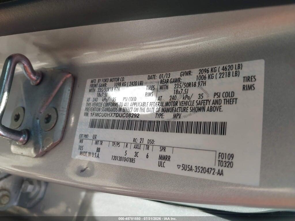 1FMCU0HX7DUC08292 2013 FORD ESCAPE photo no. 9