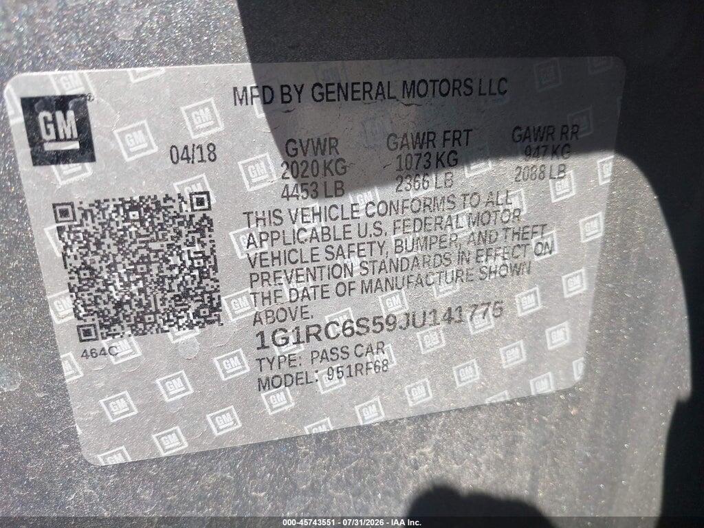 1G1RC6S59JU141775 2018 CHEVROLET VOLT photo no. 9