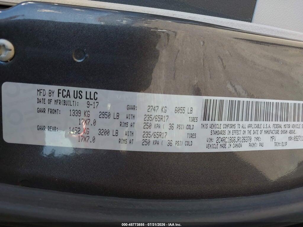 2C4RC1BG6JR126370 2018 CHRYSLER PACIFICA photo no. 9