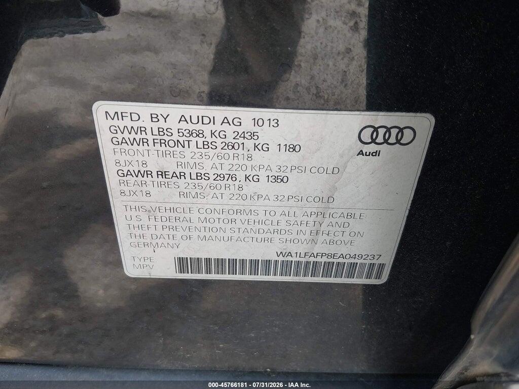 WA1LFAFP8EA049237 2014 AUDI Q5 photo no. 9