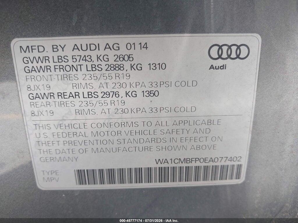 WA1CMBFP0EA077402 2014 AUDI Q5 photo no. 9