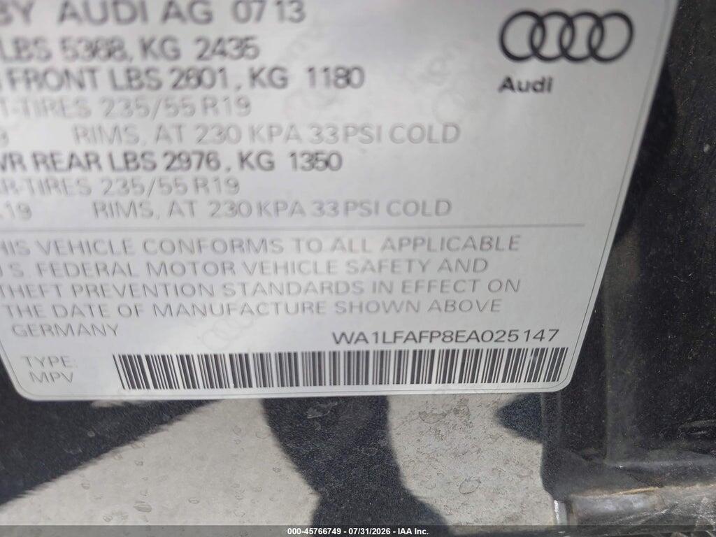 WA1LFAFP8EA025147 2014 AUDI Q5 photo no. 9