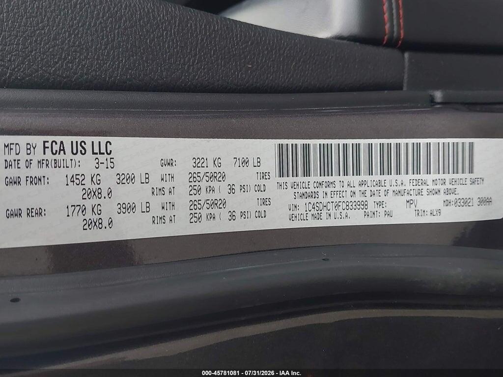 1C4SDHCT0FC833998 2015 DODGE DURANGO photo no. 9