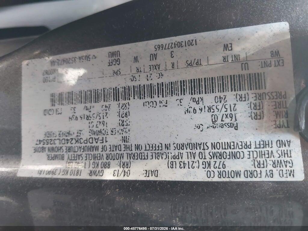 1FADP3K24DL325547 2013 FORD FOCUS photo no. 9