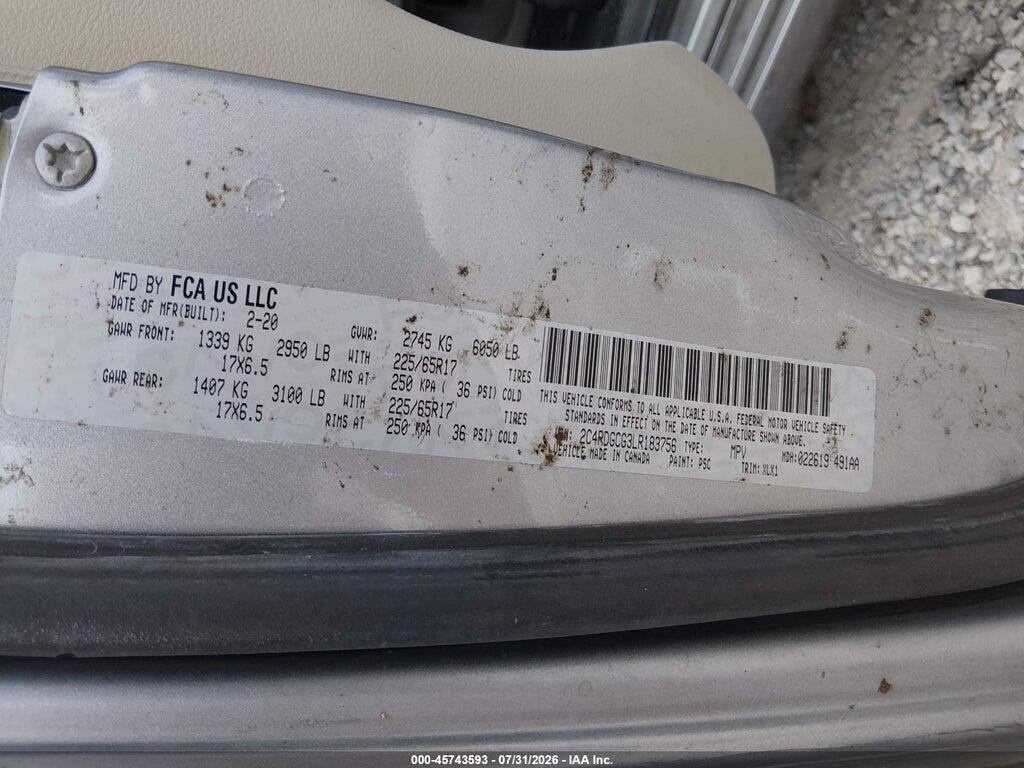 2C4RDGCG3LR183756 2020 DODGE GRAND CARAVAN photo no. 9